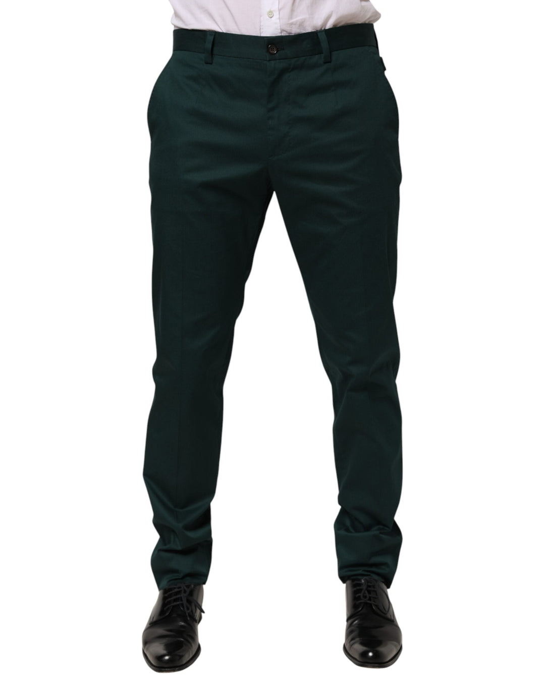 Men’s Dolce &amp; Gabbana Green Cotton Formal Dress Men Trouser Pants
