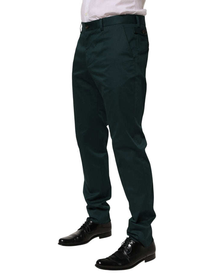 Men’s Dolce &amp; Gabbana Green Cotton Formal Dress Men Trouser Pants