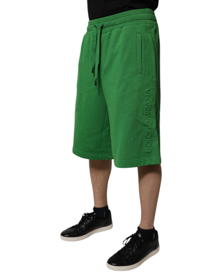 Men’s Dolce &amp; Gabbana Green Cotton Men Sweatshorts Bermuda Shorts