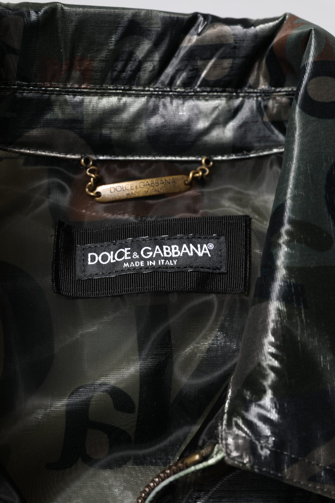 Men’s Dolce &amp; Gabbana Green Dg Logo Print Bomber Full Zip Jacket
