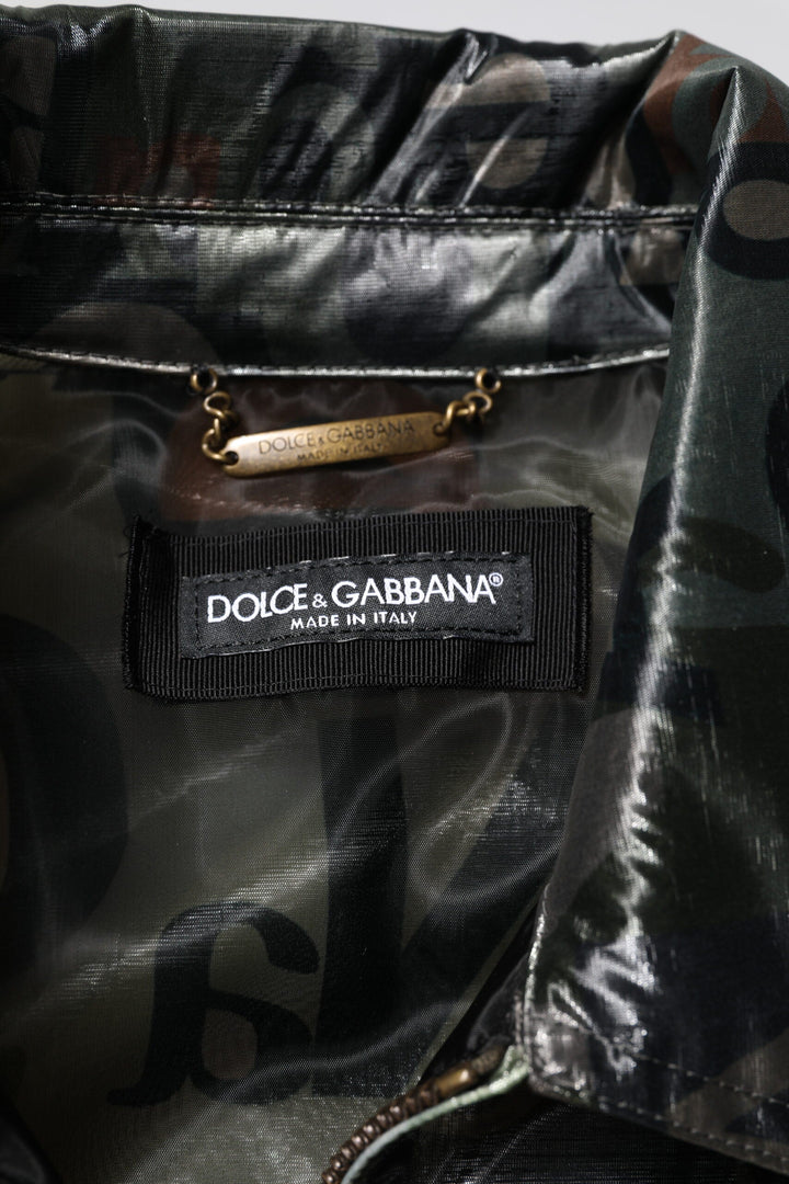 Men’s Dolce &amp; Gabbana Green Dg Logo Print Bomber Full Zip Jacket