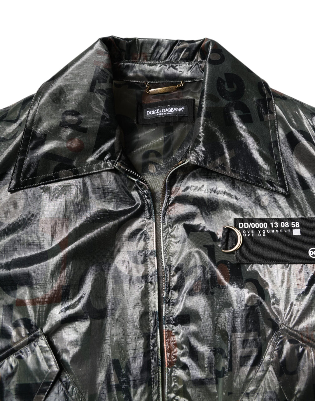 Men’s Dolce &amp; Gabbana Green Dg Logo Print Bomber Full Zip Jacket