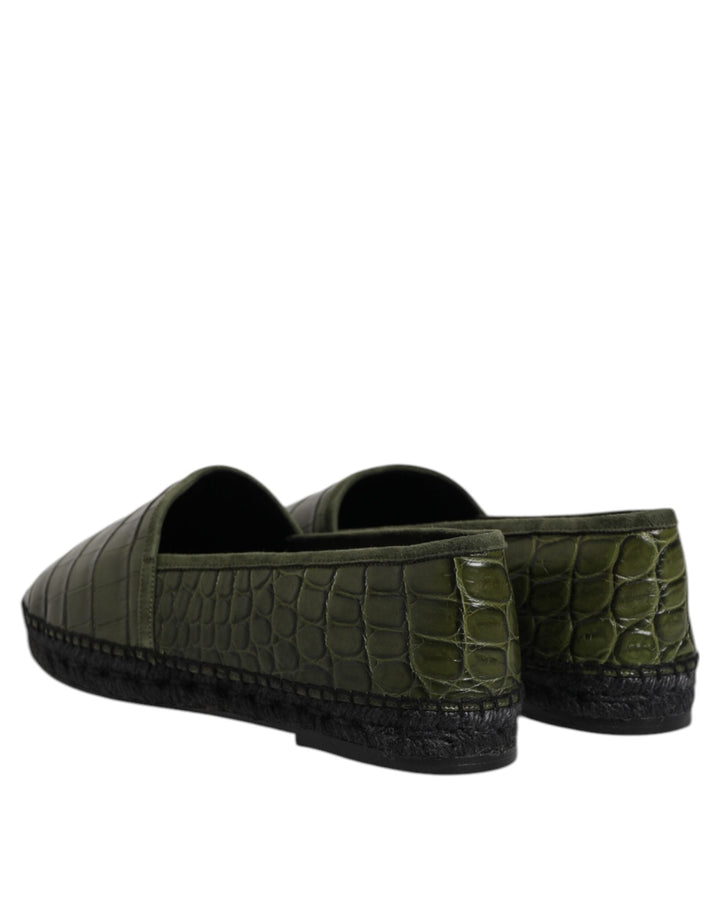 Men’s Dolce &amp; Gabbana Green Exotic Leather Espadrilles Slip on Shoes