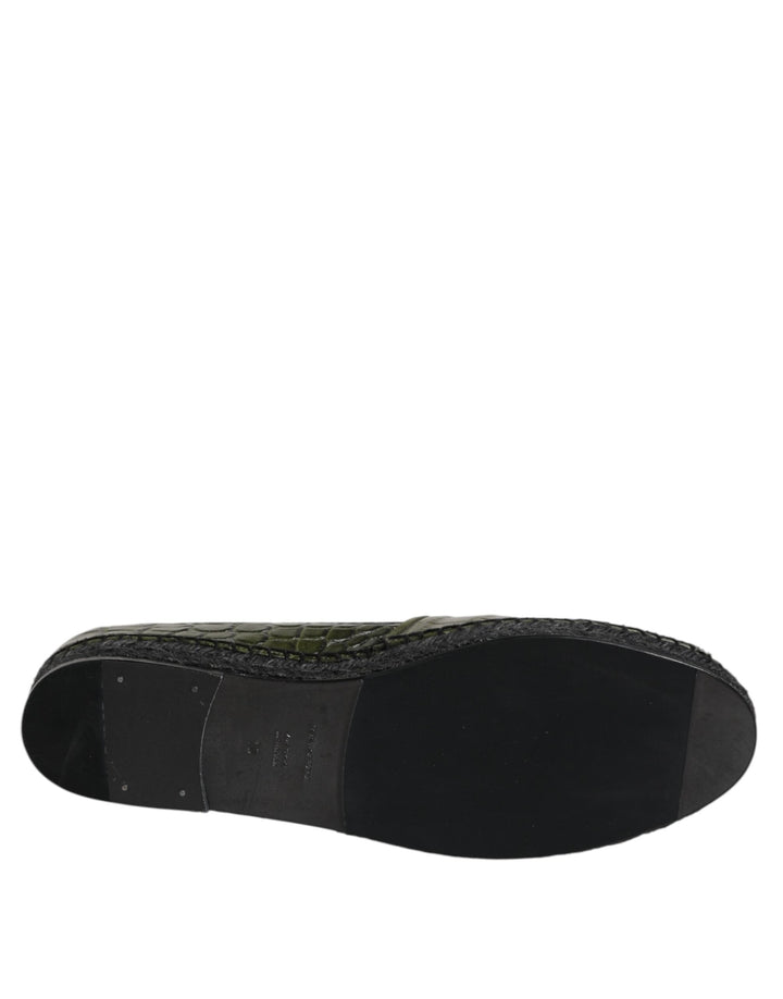 Men’s Dolce &amp; Gabbana Green Exotic Leather Espadrilles Slip on Shoes