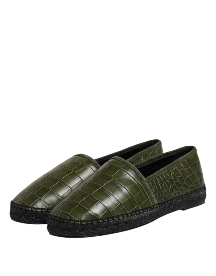 Men’s Dolce &amp; Gabbana Green Exotic Leather Espadrilles Slip on Shoes