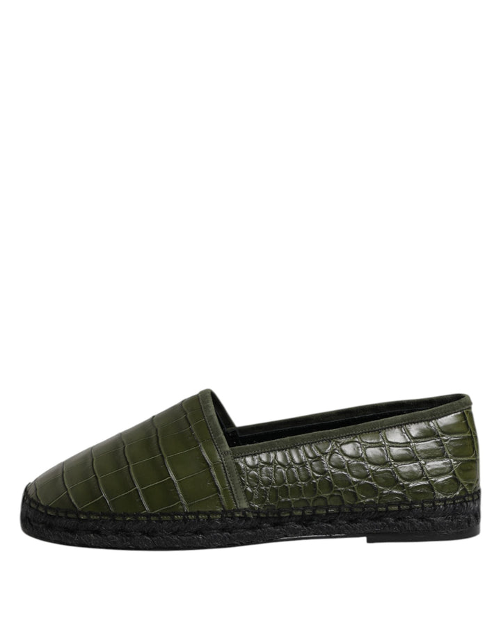 Men’s Dolce &amp; Gabbana Green Exotic Leather Espadrilles Slip on Shoes