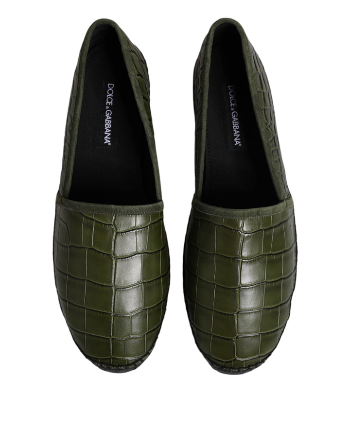 Men’s Dolce &amp; Gabbana Green Exotic Leather Espadrilles Slip on Shoes