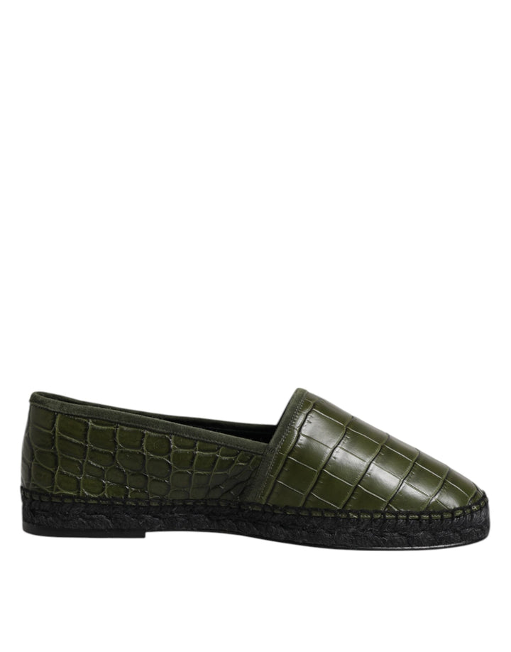 Men’s Dolce &amp; Gabbana Green Exotic Leather Espadrilles Slip on Shoes