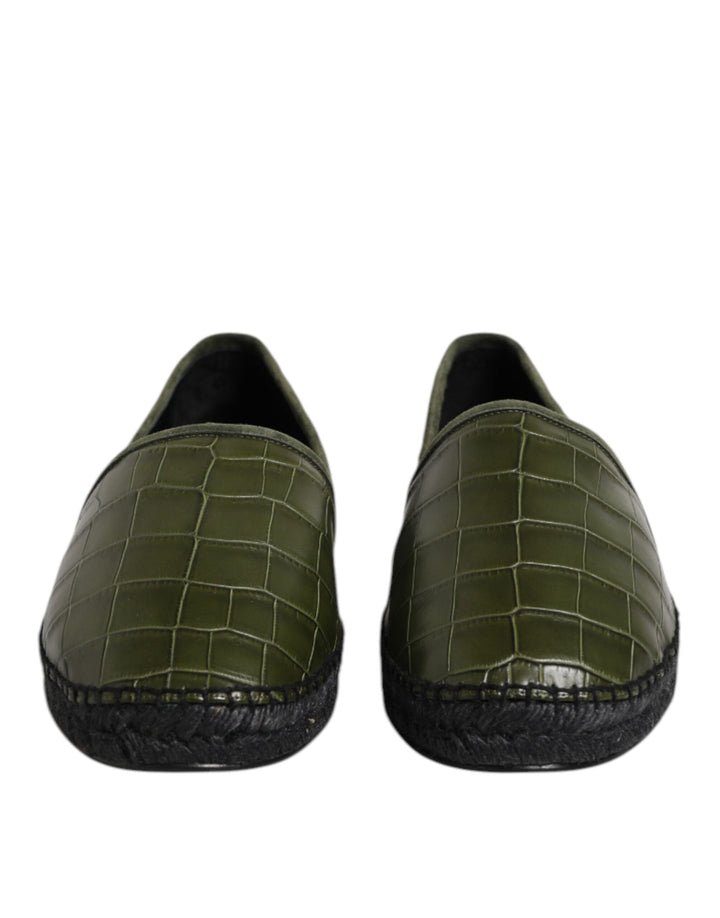Men’s Dolce &amp; Gabbana Green Exotic Leather Espadrilles Slip on Shoes