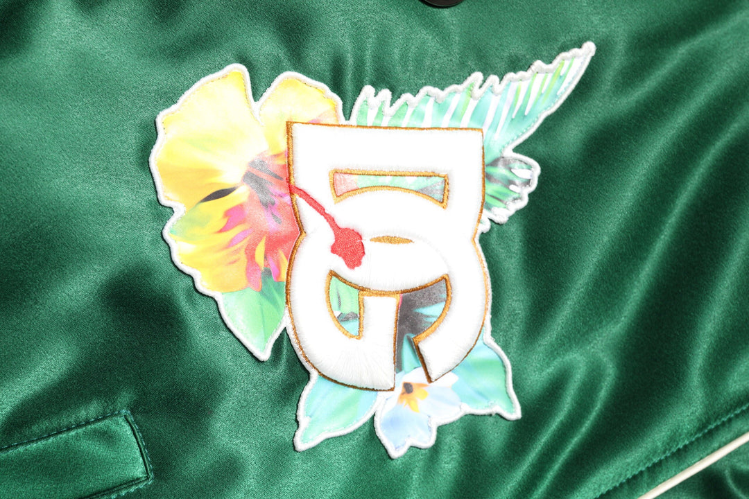 Men’s Dolce &amp; Gabbana Green Floral Dg Logo Full Zip Bomber Jacket