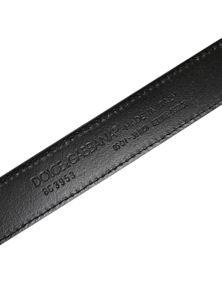 Dolce &amp; Gabbana Green Leather Silver Tone Metal Buckle Belt