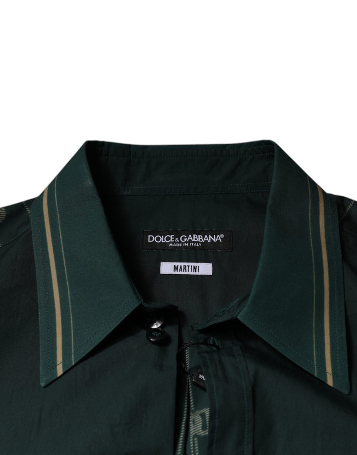 Men’s Dolce &amp; Gabbana Green Logo Long Sleeve Martini Casual Shirt