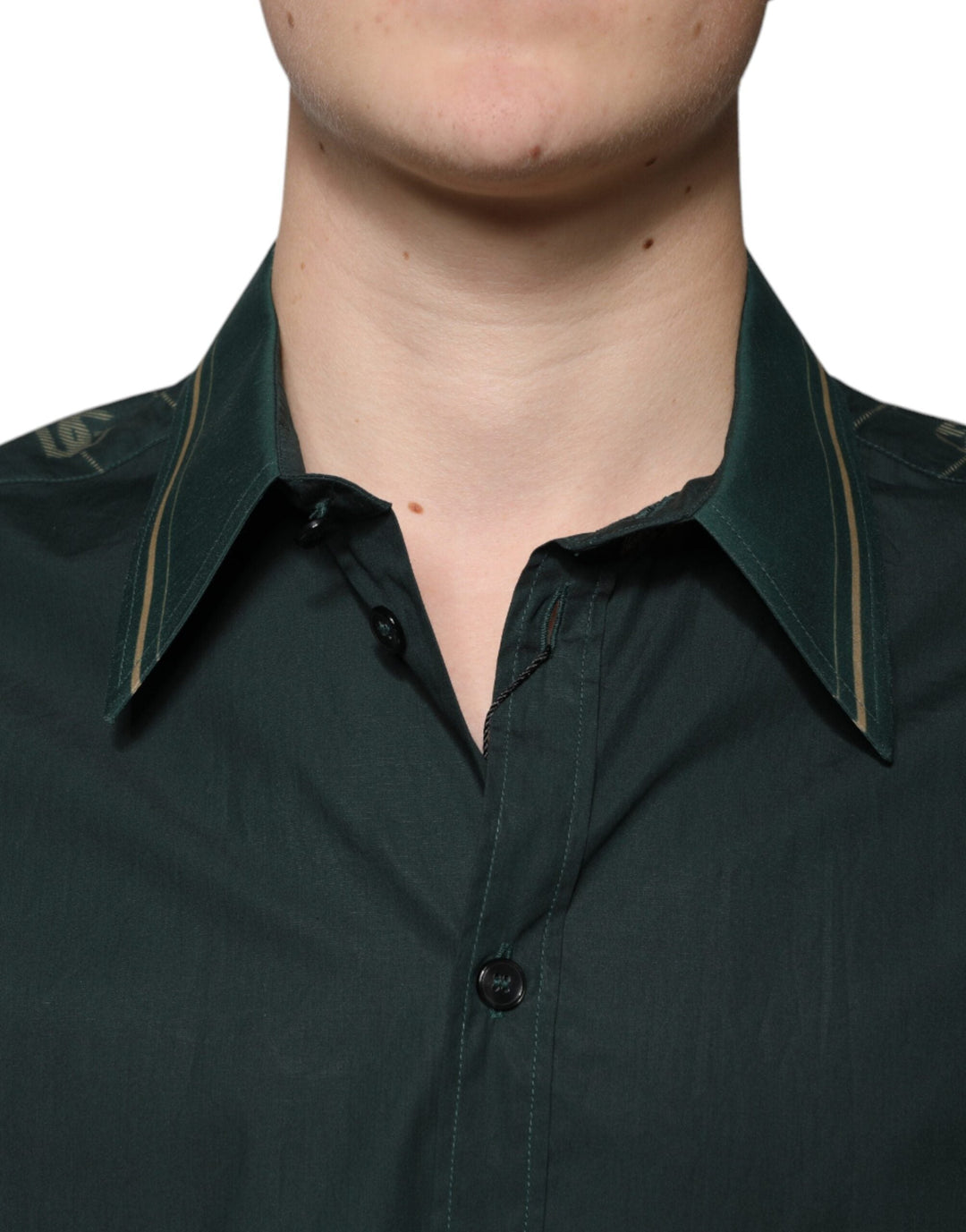 Men’s Dolce &amp; Gabbana Green Logo Long Sleeve Martini Casual Shirt
