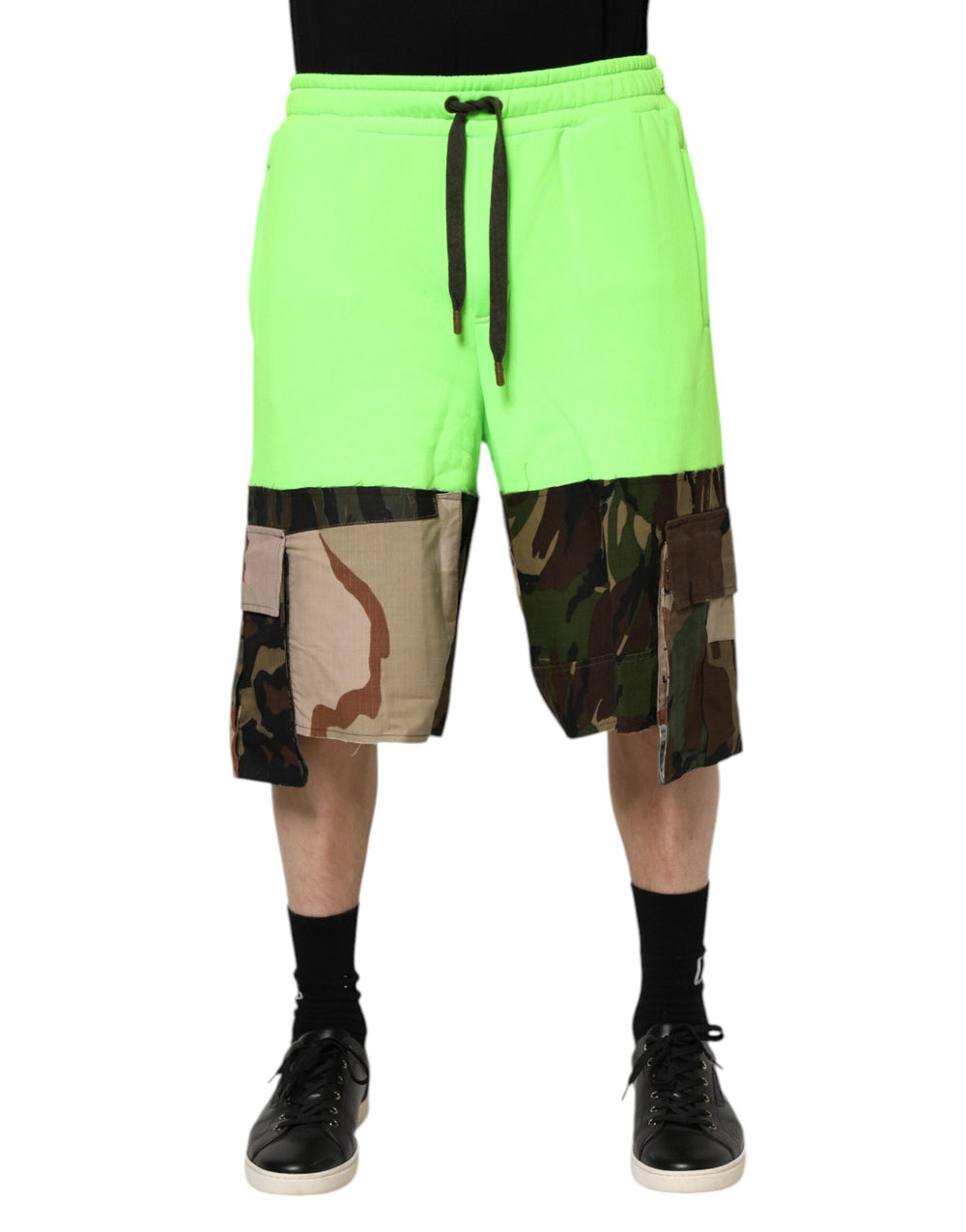 Men’s Dolce & Gabbana Green Patchwork Cargo Bermuda Men Shorts