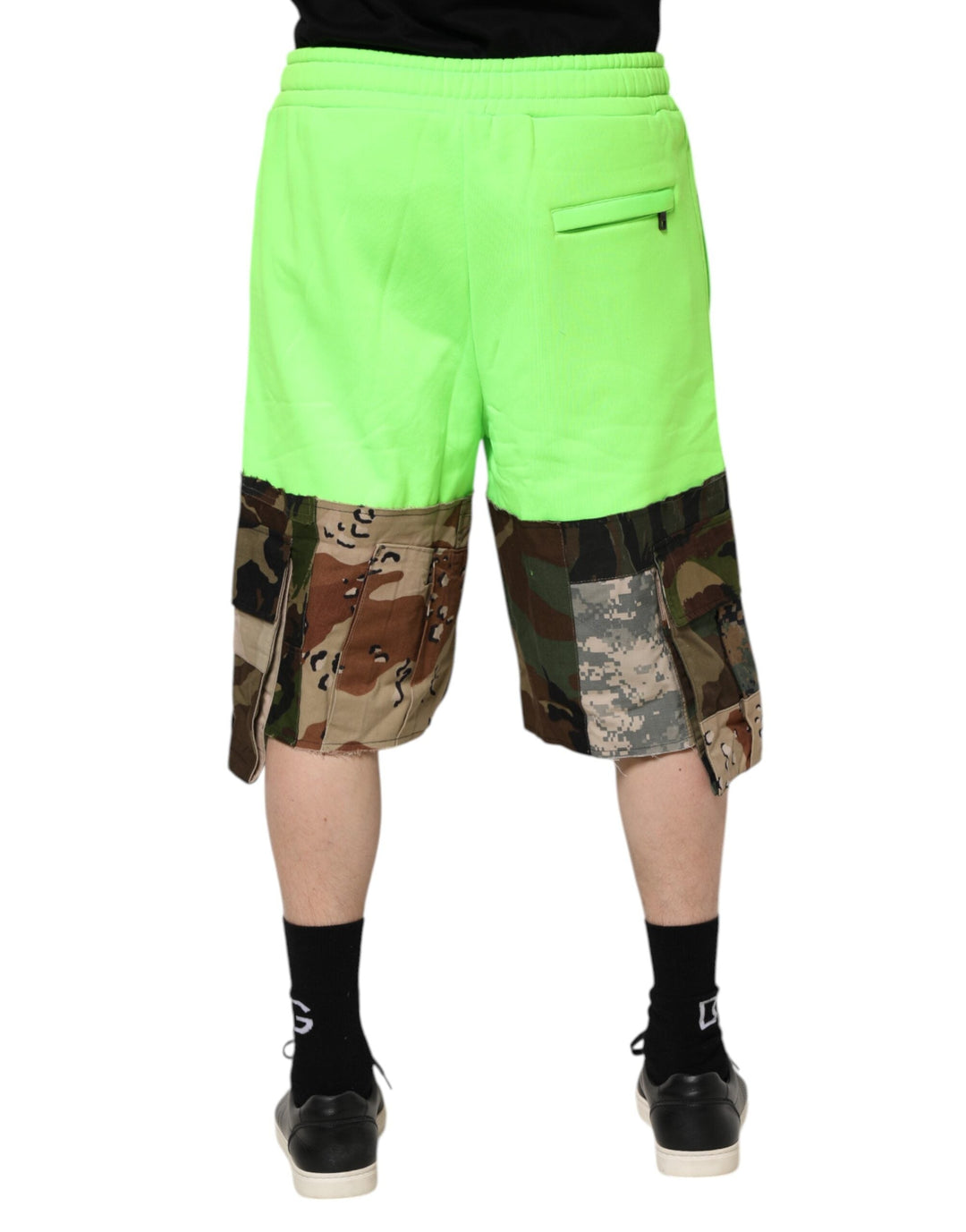 Men’s Dolce &amp; Gabbana Green Patchwork Cargo Bermuda Men Shorts