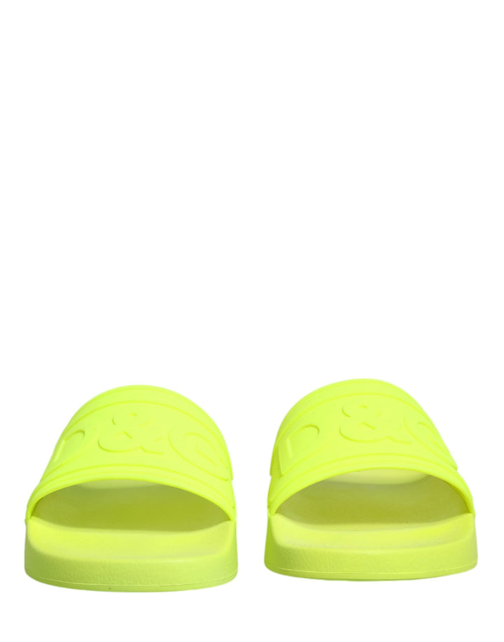 Men’s Dolce &amp; Gabbana Green Rubber Slides Sandals Beachwear Shoes