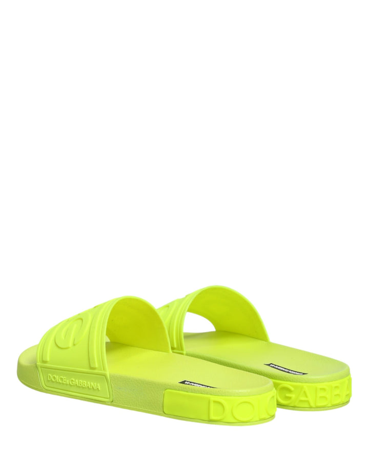 Men’s Dolce &amp; Gabbana Green Rubber Slides Sandals Beachwear Shoes