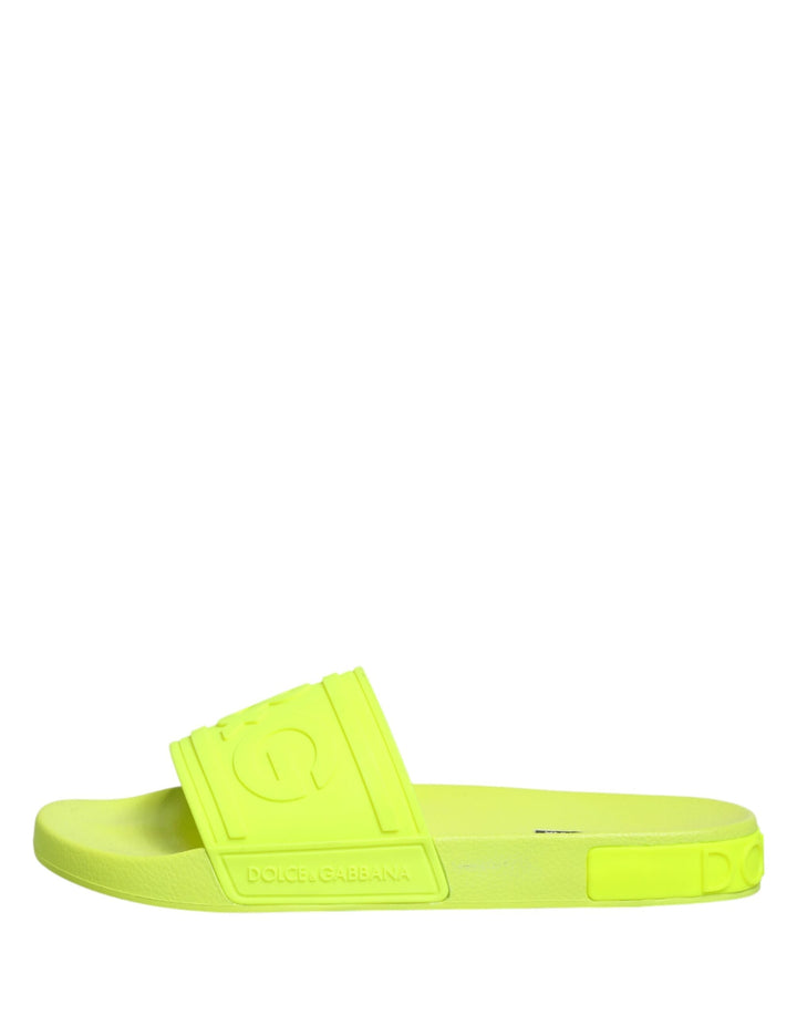 Men’s Dolce &amp; Gabbana Green Rubber Slides Sandals Beachwear Shoes