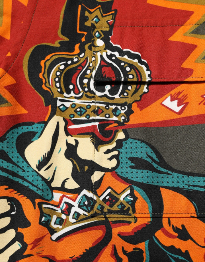 Dolce &amp; Gabbana Green Superhero Print Button Down Shirt