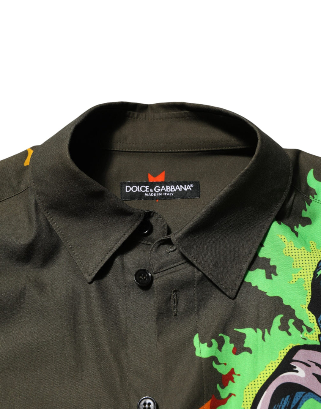 Men’s Dolce &amp; Gabbana Green Superhero Print Button Down Shirt