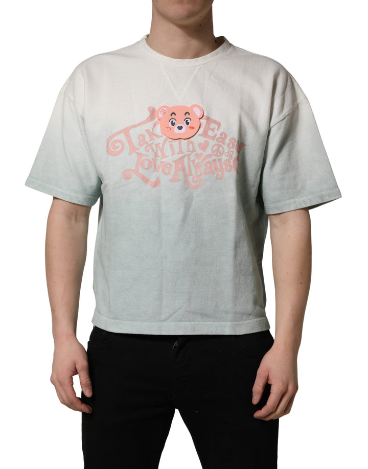 Dolce &amp; Gabbana Green Tie-dye Graphic Print Cotton Crewneck T-shirt