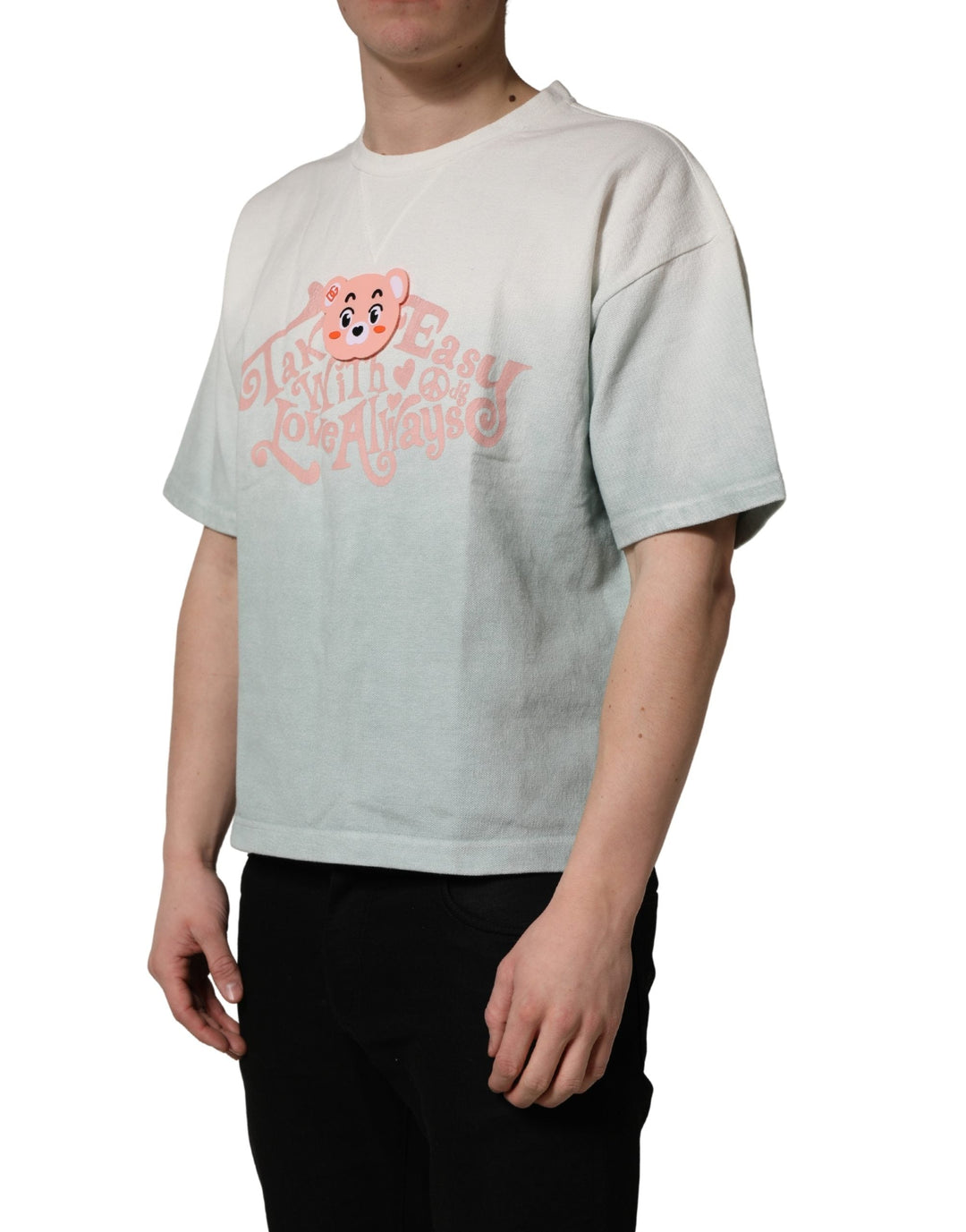 Dolce &amp; Gabbana Green Tie-dye Graphic Print Cotton Crewneck T-shirt