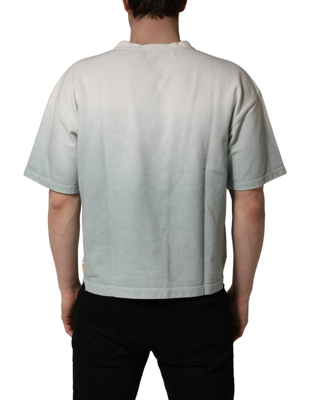 Dolce &amp; Gabbana Green Tie-dye Graphic Print Cotton Crewneck T-shirt