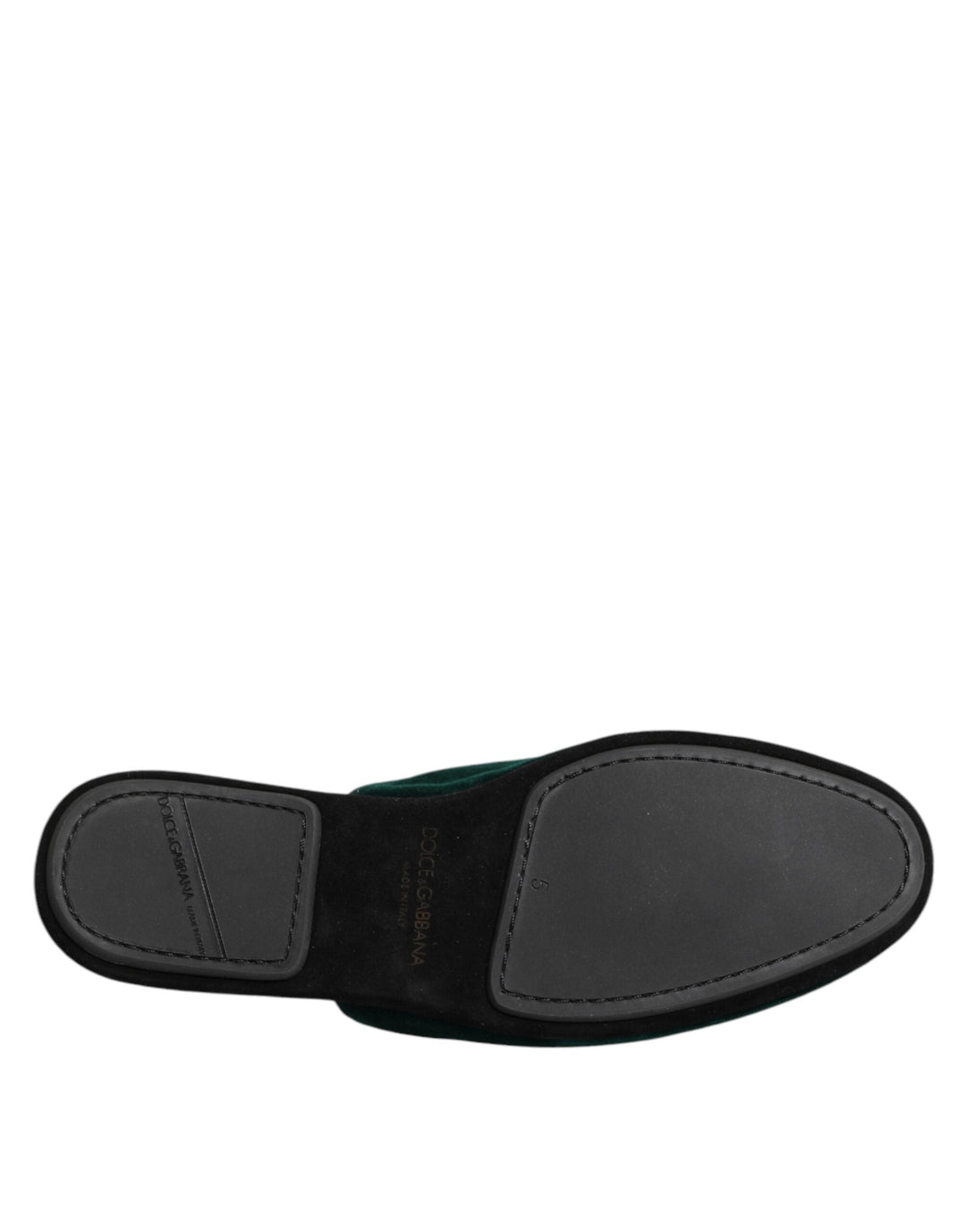 Men’s Dolce &amp; Gabbana Green Velvet Cross Embellished Slippers Shoes