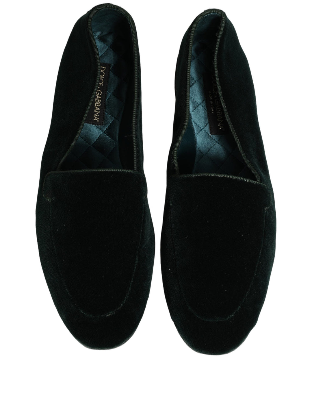 Men’s Dolce &amp; Gabbana Green Velvet Slip on Men Flats Loafers Shoes