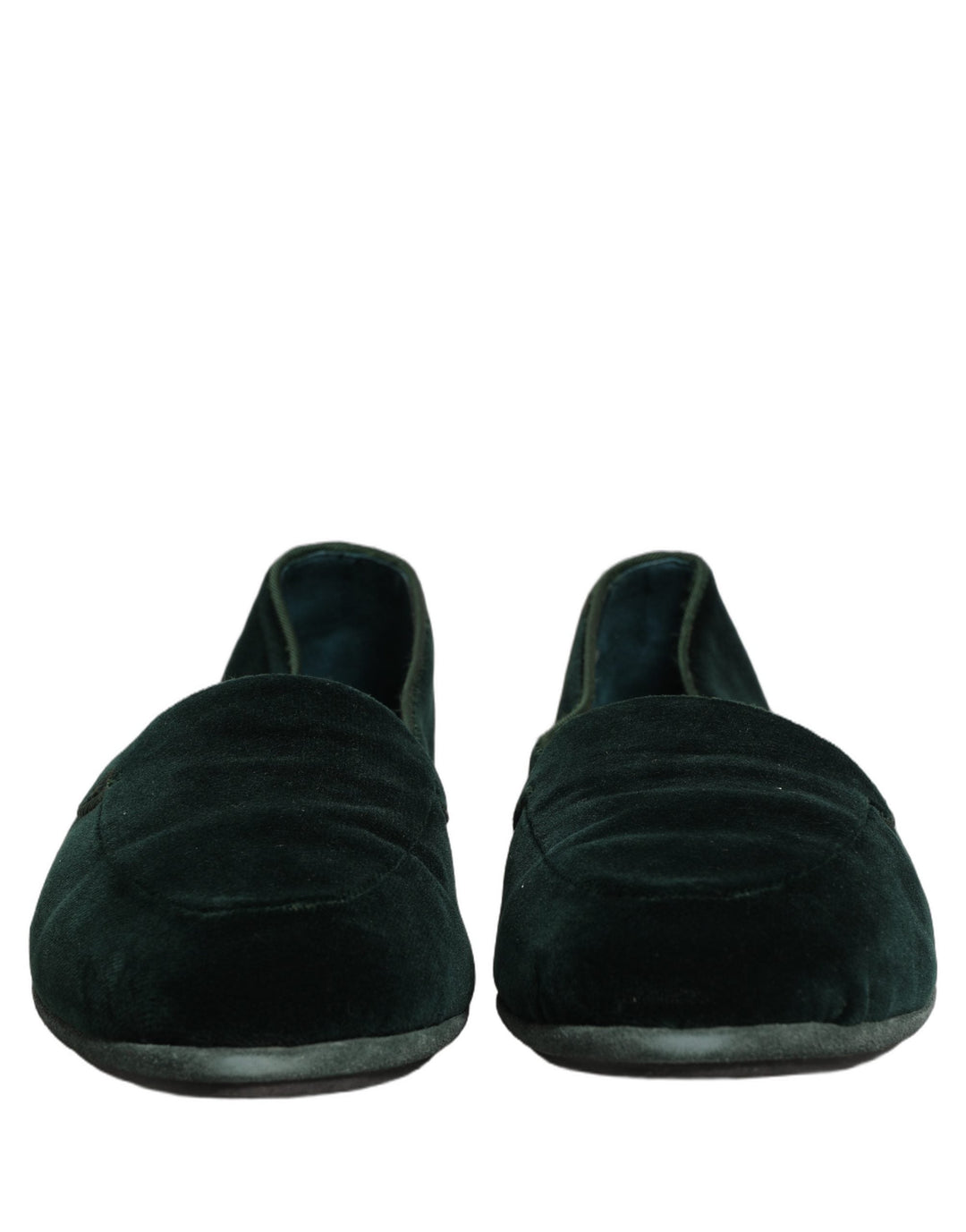Men’s Dolce &amp; Gabbana Green Velvet Slip on Men Flats Loafers Shoes