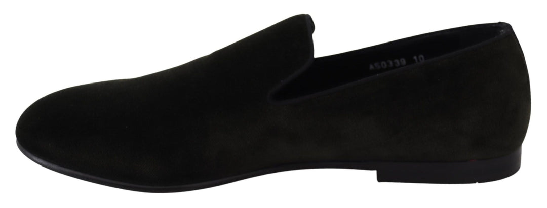 Men’s Dolce &amp; Gabbana Green Velvet Slip on Mens Loafers Shoes