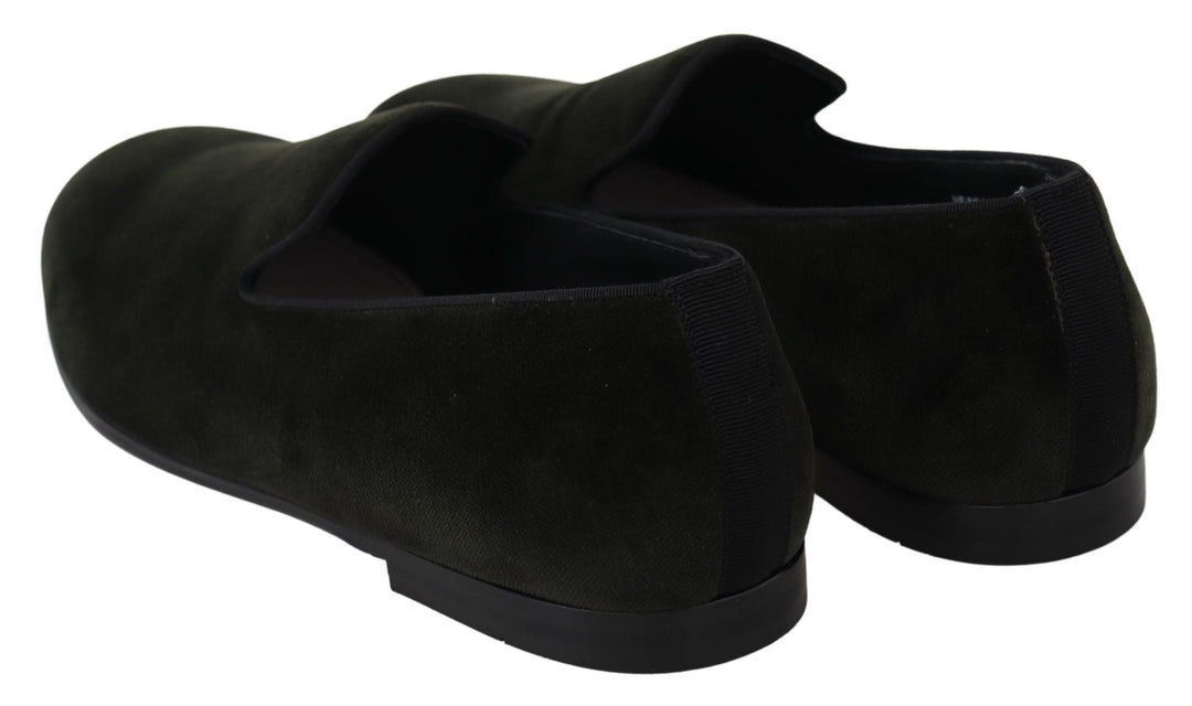 Men’s Dolce &amp; Gabbana Green Velvet Slip on Mens Loafers Shoes