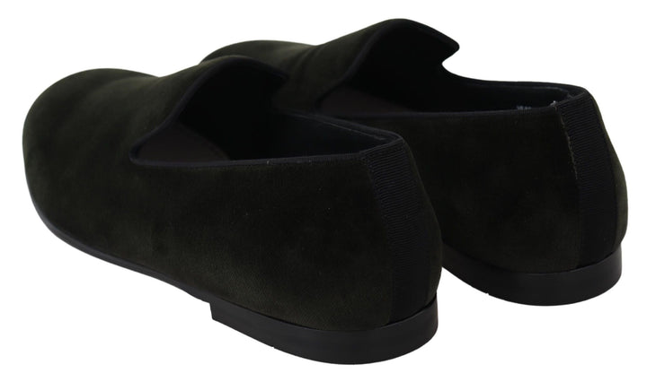 Men’s Dolce &amp; Gabbana Green Velvet Slip on Mens Loafers Shoes