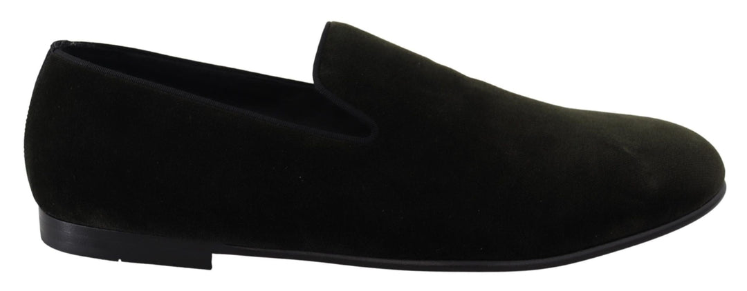 Men’s Dolce &amp; Gabbana Green Velvet Slip on Mens Loafers Shoes