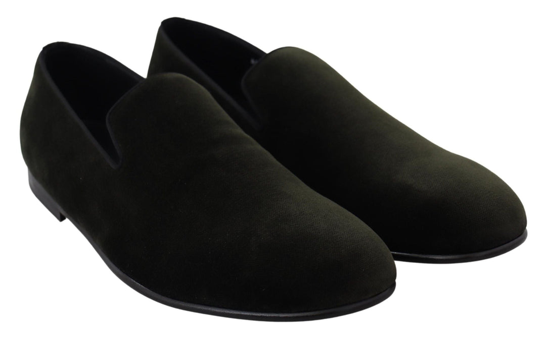 Men’s Dolce &amp; Gabbana Green Velvet Slip on Mens Loafers Shoes