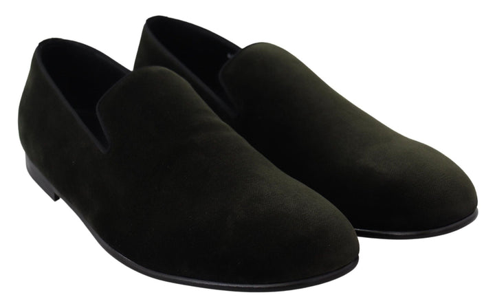 Men’s Dolce &amp; Gabbana Green Velvet Slip on Mens Loafers Shoes