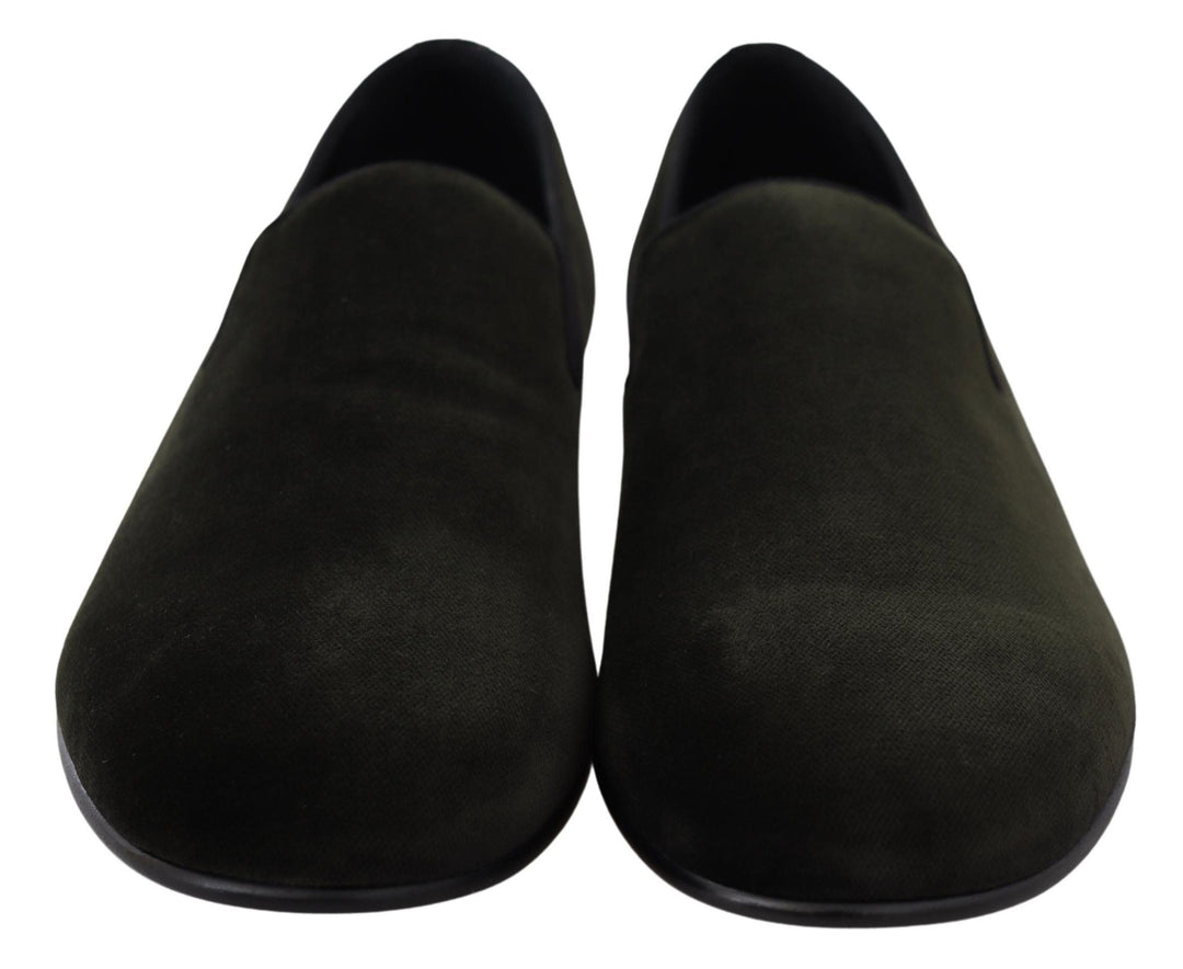 Men’s Dolce &amp; Gabbana Green Velvet Slip on Mens Loafers Shoes
