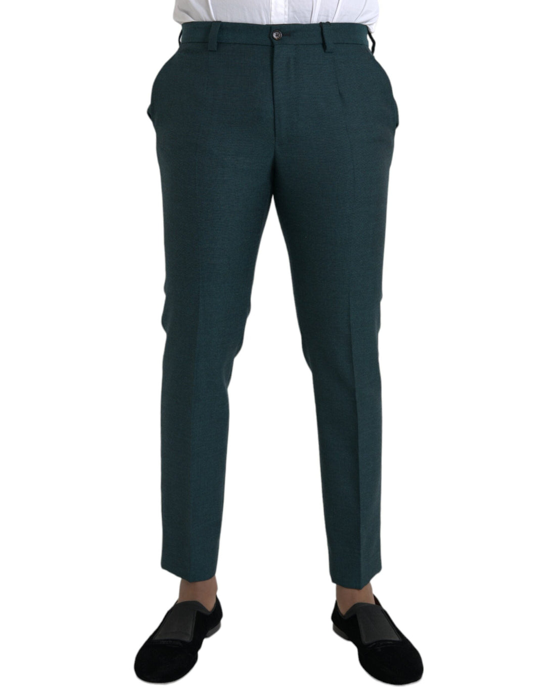 Men’s Dolce &amp; Gabbana Green Wool Skinny Slim Dress Pants