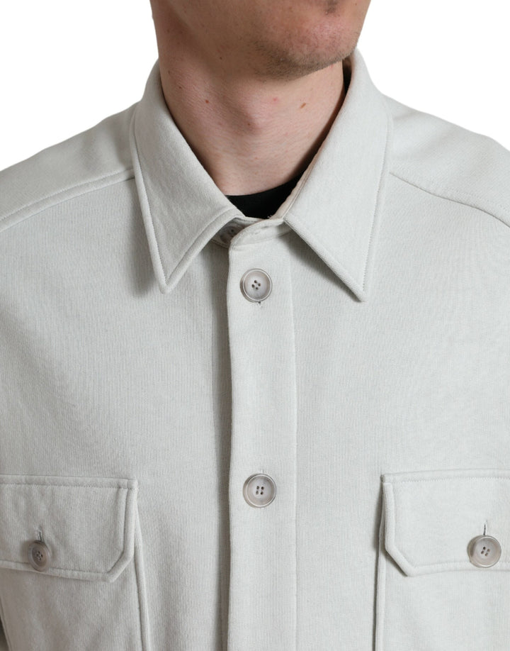 Men’s Dolce &amp; Gabbana Grey Cotton Button Down Collared Coat Jacket