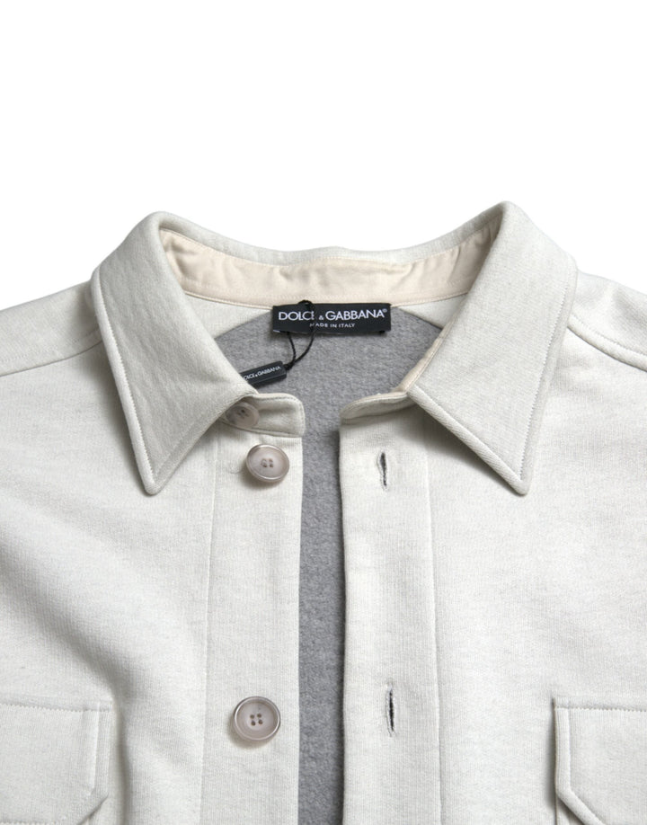 Men’s Dolce &amp; Gabbana Grey Cotton Button Down Collared Coat Jacket