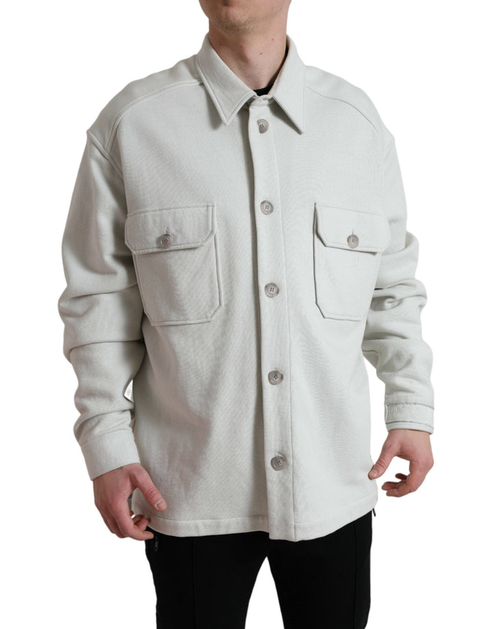 Men’s Dolce &amp; Gabbana Grey Cotton Button Down Collared Coat Jacket