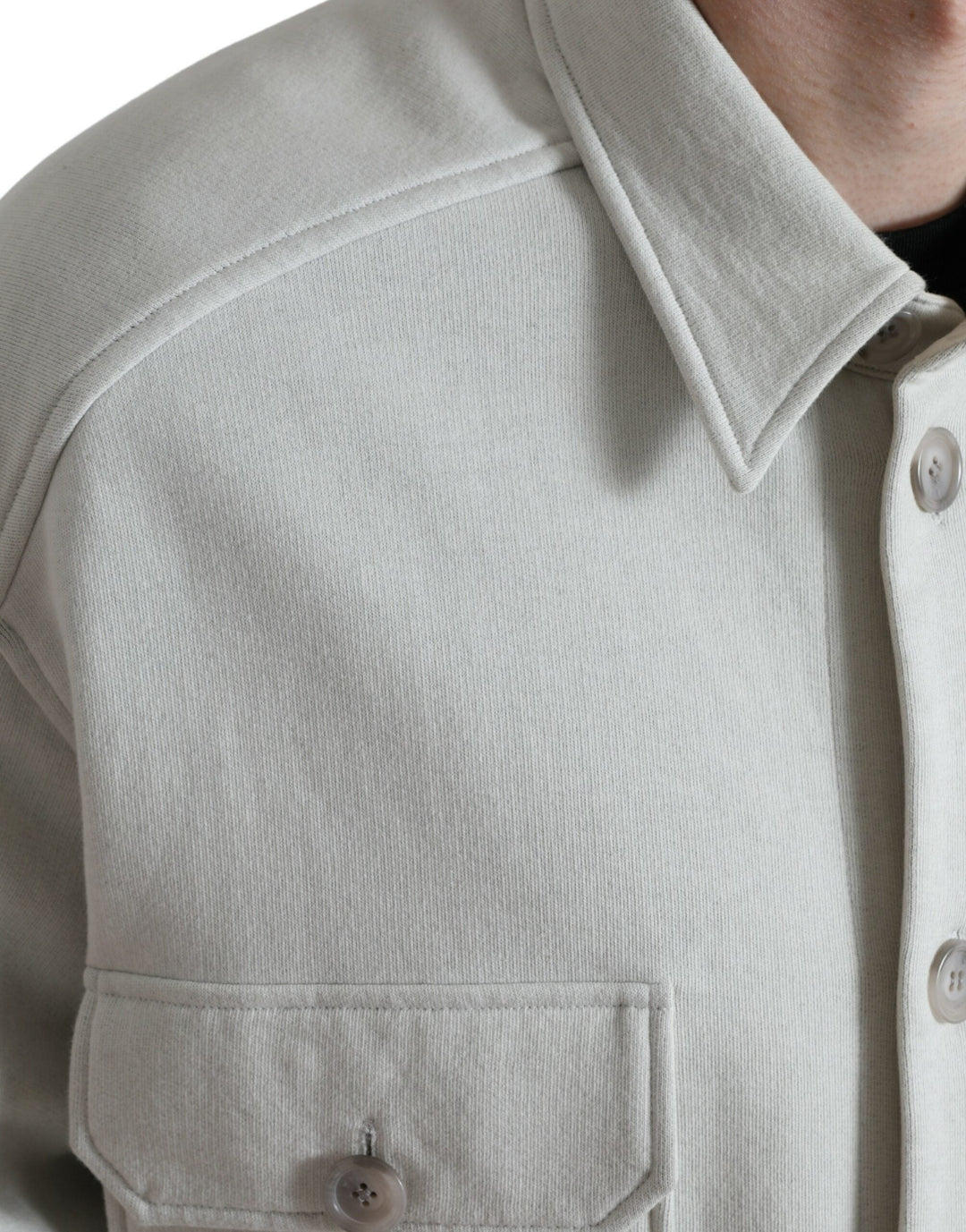 Men’s Dolce &amp; Gabbana Grey Cotton Button Down Collared Coat Jacket