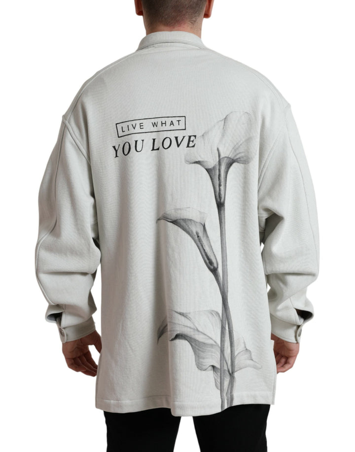 Men’s Dolce &amp; Gabbana Grey Cotton Button Down Collared Coat Jacket