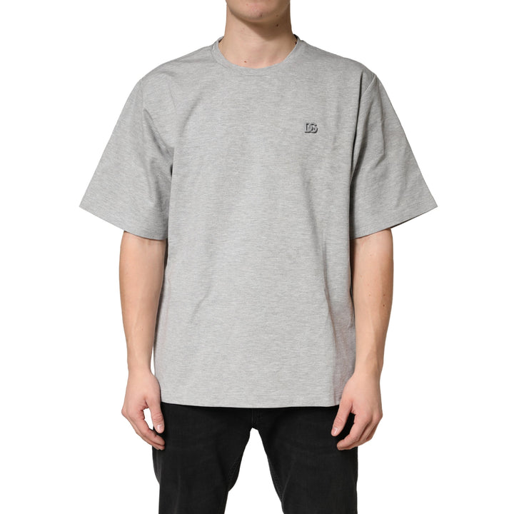 Dolce &amp; Gabbana Grey Cotton Crewneck Short Sleeve T-shirt