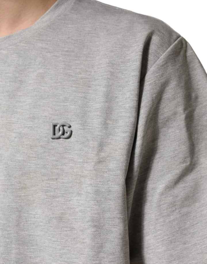 Dolce &amp; Gabbana Grey Cotton Crewneck Short Sleeve T-shirt
