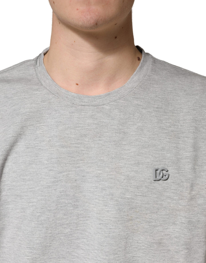Dolce &amp; Gabbana Grey Cotton Crewneck Short Sleeve T-shirt