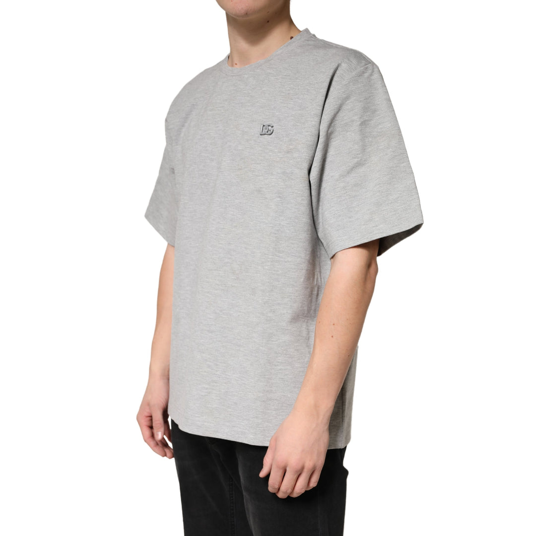 Dolce &amp; Gabbana Grey Cotton Crewneck Short Sleeve T-shirt