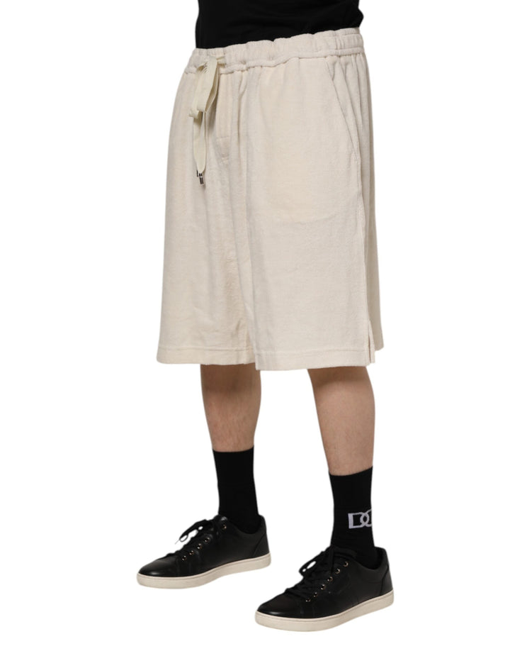Men’s Dolce &amp; Gabbana Ivory Cotton Men Bermuda Sweatshorts Shorts