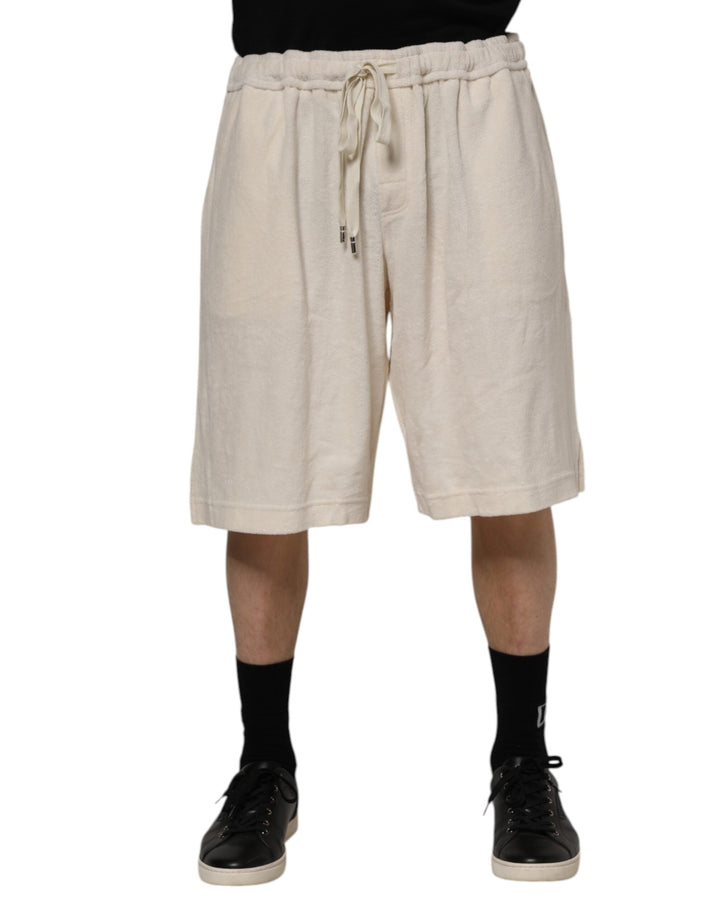 Men’s Dolce &amp; Gabbana Ivory Cotton Men Bermuda Sweatshorts Shorts