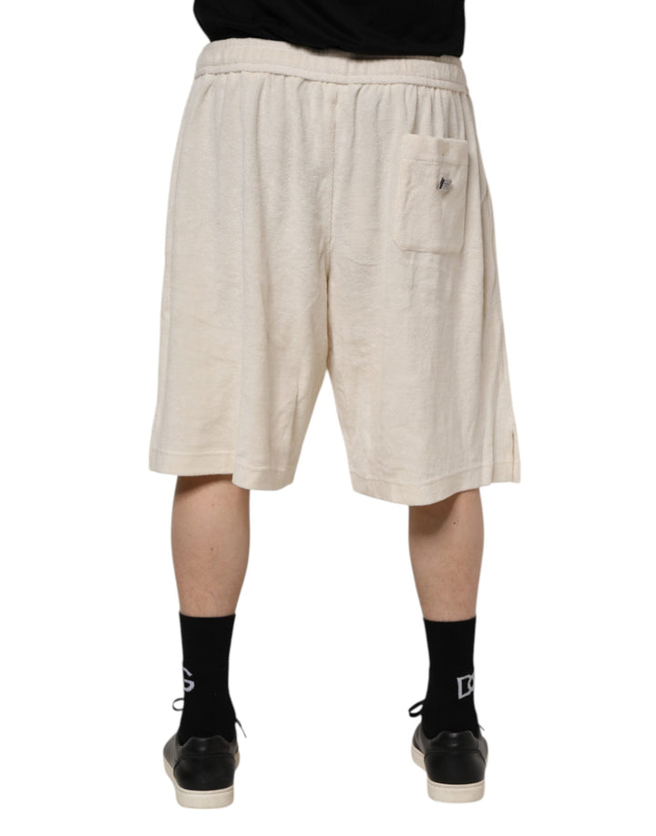 Men’s Dolce &amp; Gabbana Ivory Cotton Men Bermuda Sweatshorts Shorts